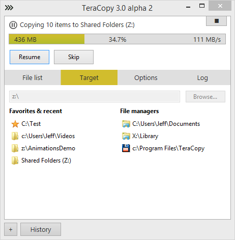 Target folder